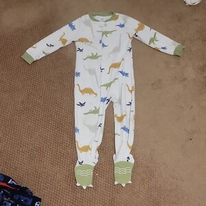 Carter's Dinosaur Print Footed Pajama - White, Green, Blue, Yellow